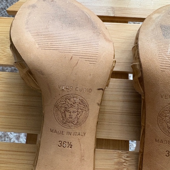 Versace Brown Croc-Embossed Mules with Gold Detail - Picture 9 of 12